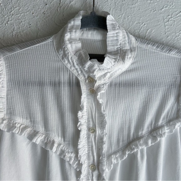 Raquel Allegra Luna Gibson Girl White Ruffle Blouse Sz 3 XL victorian romantic - Picture 3 of 7